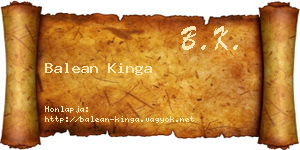 Balean Kinga névjegykártya